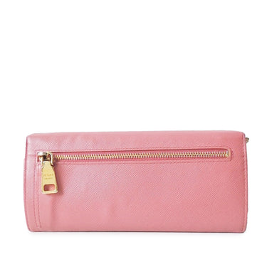 Pink Prada Saffiano Leather Long Wallet