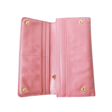 Pink Prada Saffiano Leather Long Wallet - Designer Revival