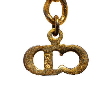 Gold Dior Logo Plate Pendant Necklace - Designer Revival