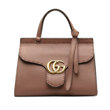 Brown Gucci GG Marmont Top Handle Satchel
