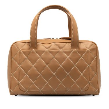 Tan Chanel Wild Stitch Lambskin Handbag - Designer Revival