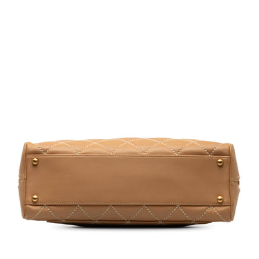 Tan Chanel Wild Stitch Lambskin Handbag - Designer Revival