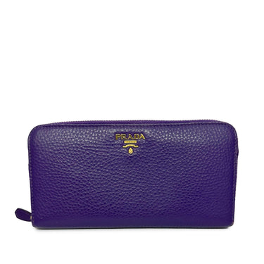 Purple Prada Leather Zip Around Long Wallet