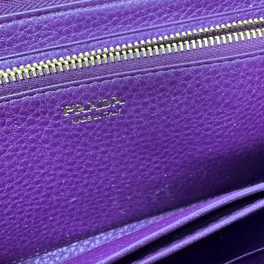 Purple Prada Leather Zip Around Long Wallet