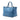 Blue Prada Vitello Daino Front Pocket Open Convertible Tote Satchel