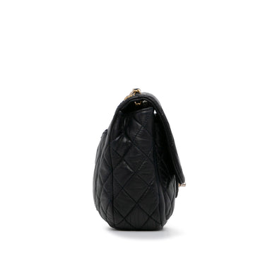 Black Chanel Small Lambskin Single Flap Shoulder Bag - Designer Revival
