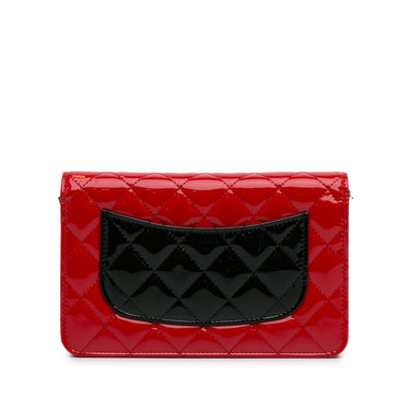 Red Chanel Bicolor CC Patent Wallet on Chain Crossbody Bag