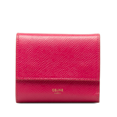 Pink Celine Leather Trifold Wallet - Designer Revival