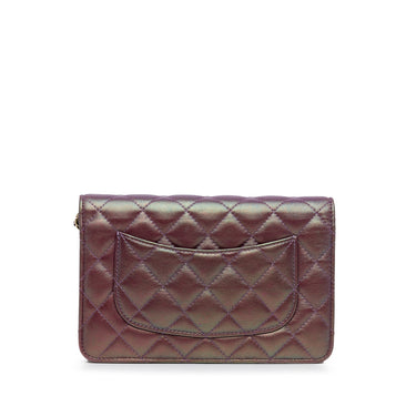 Purple Chanel Iridescent Lambskin CC Wallet on Chain Crossbody Bag