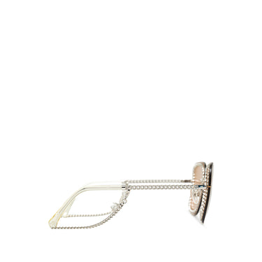 Brown Chanel Chain-Link Accent Square Sunglasses