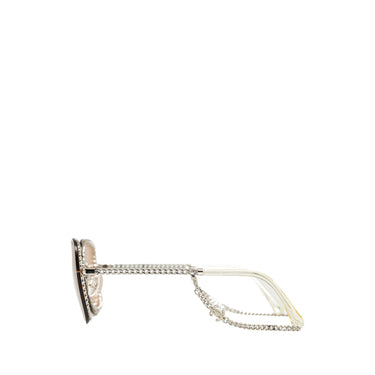 Brown Chanel Chain-Link Accent Square Sunglasses