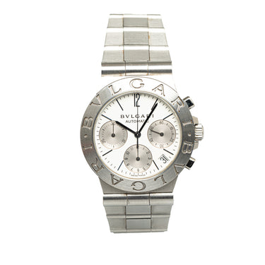 Silver Bvlgari Automatic Stainless Steel Diagono Watch - Designer Revival