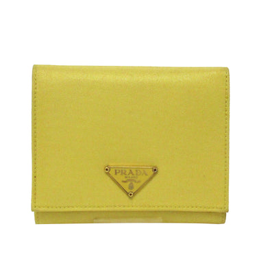 Yellow Prada Nylon and Saffiano Bifold Wallet
