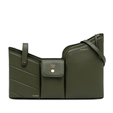 Green Fendi Mini 3 Pocket Crossbody Bag - Designer Revival