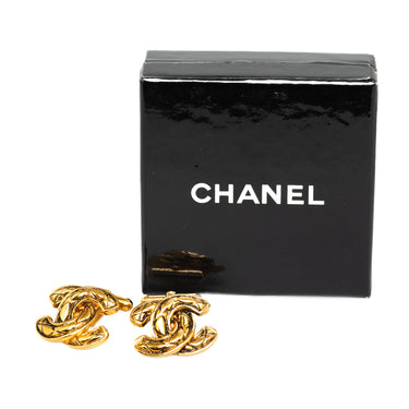 Gold Chanel CC Quilted Cufflinks