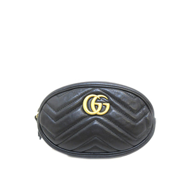 Black Gucci GG Marmont Matelasse Belt Bag - Designer Revival