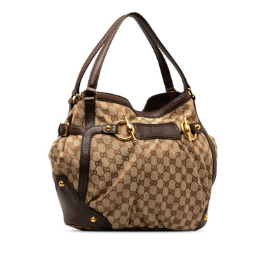 Brown Gucci GG Canvas Jockey Shoulder Bag - Designer Revival
