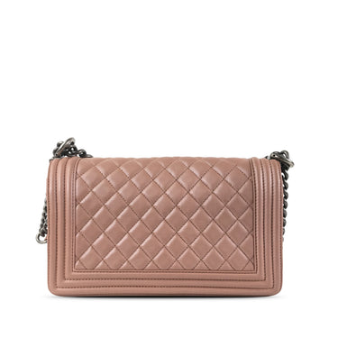 Pink Chanel Medium Lambskin Boy Flap Crossbody Bag - Designer Revival