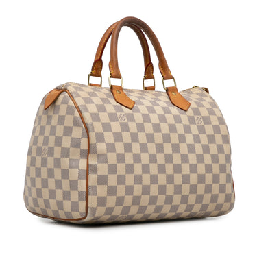 White Louis Vuitton Damier Azur Speedy 30 Boston Bag - Designer Revival