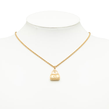 Gold Dior Purse Pendant Necklace