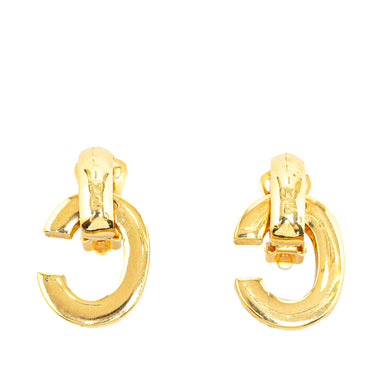 Gold Celine Logo C Clip on Earrings