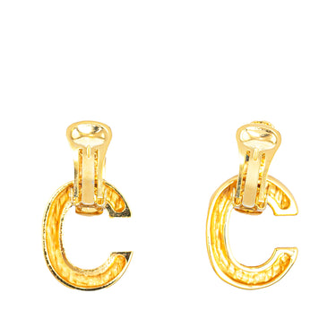 Gold Celine Logo C Clip on Earrings