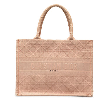 Pink Dior Medium Cannage Embroidered Book Tote