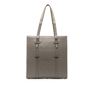 Gray Gucci GG Embossed Leather Vertical Tote