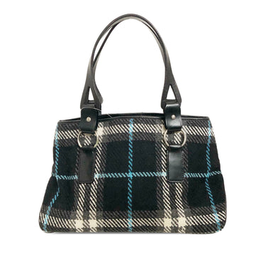 Black Burberry Wool House Check Handbag