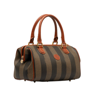 Brown Fendi Pequin Handbag - Designer Revival