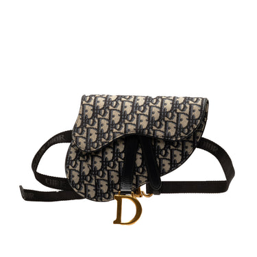 Blue Dior Oblique Canvas Saddle Belt Bag - Designer Revival