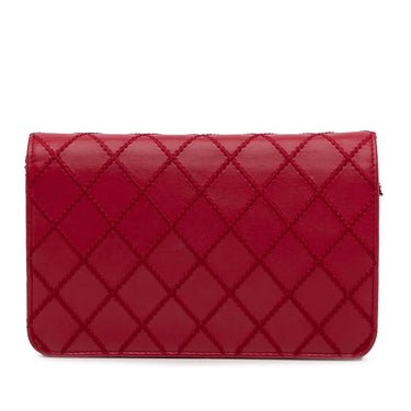 Red Chanel CC Wild Stitch Wallet on Chain Crossbody Bag - Designer Revival
