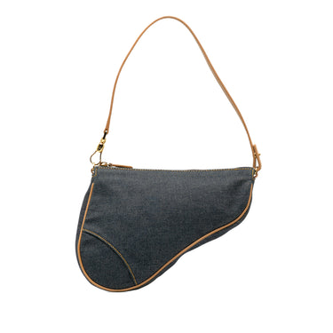 Blue Dior Denim Saddle Pochette Shoulder Bag