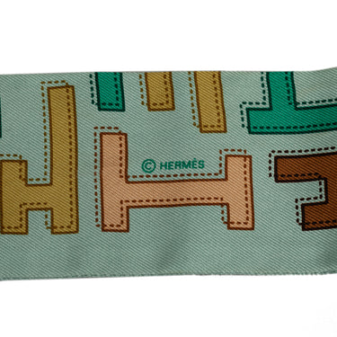 Green Hermes H Twilly Silk Scarf Scarves - Designer Revival
