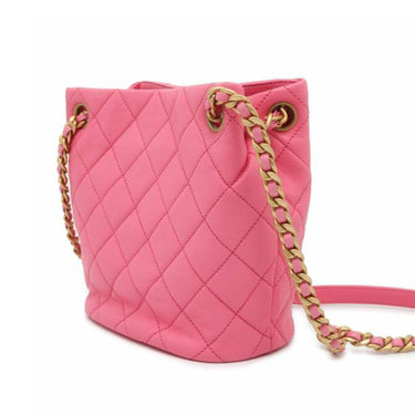 Pink Chanel CC Quilted Lambskin Bucket