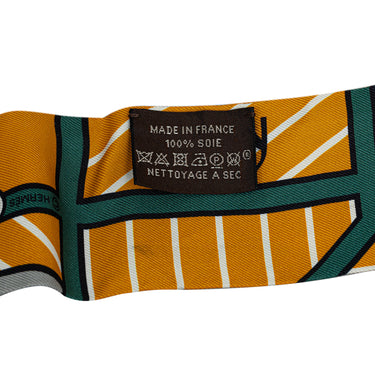 Yellow Hermes Quadrige Bayadere Twilly Silk Scarf Scarves - Designer Revival