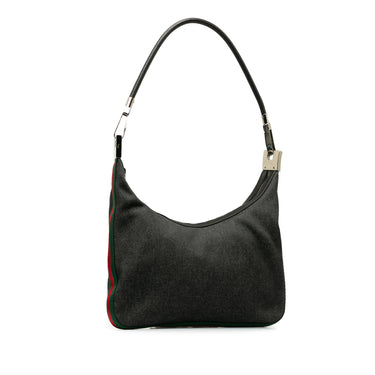 Black Gucci Web Denim Shoulder Bag