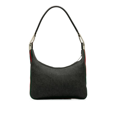 Black Gucci Web Denim Shoulder Bag