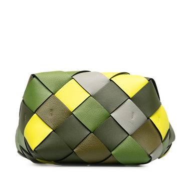 Green Loewe Small Surplus Woven Basket Bag Satchel - Designer Revival