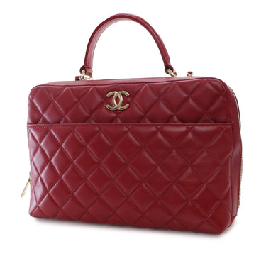 Red Chanel Large Lambskin Trendy CC Bowling Bag Satchel