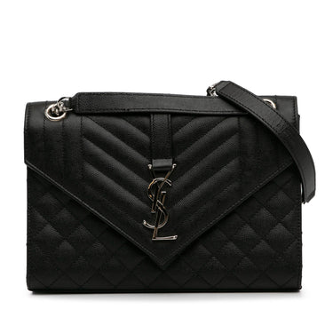 Black Saint Laurent Medium Triquilt Shoulder Bag - Designer Revival