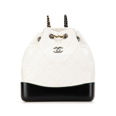 White Chanel Small Aged Calfskin Gabrielle Backpack - Designer Revival