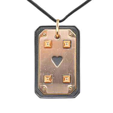Gold Hermes As de Coeur Pendant Necklace