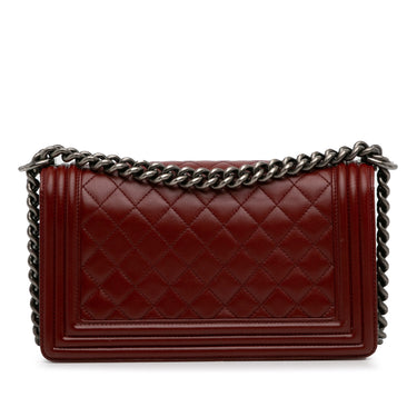 Red Chanel Medium Lambskin Boy Flap Crossbody Bag - Designer Revival