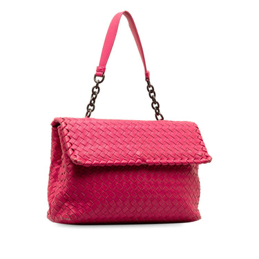 Pink Bottega Veneta Large Intrecciato Olimpia Shoulder Bag