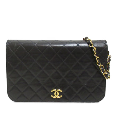 Black Chanel CC Quilted Lambskin Full Flap Crossbody Bag - Designer Revival