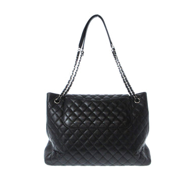 Black Chanel Quilted Lambskin Front Flap Pocket Tote