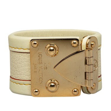 White Louis Vuitton Suhali S Lock Bracelet - Designer Revival