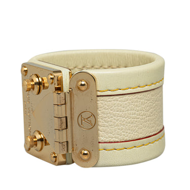 White Louis Vuitton Suhali S Lock Bracelet - Designer Revival