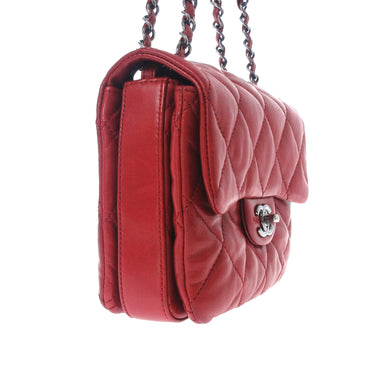 Red Chanel Mini Lambskin 3 Flap Crossbody Bag